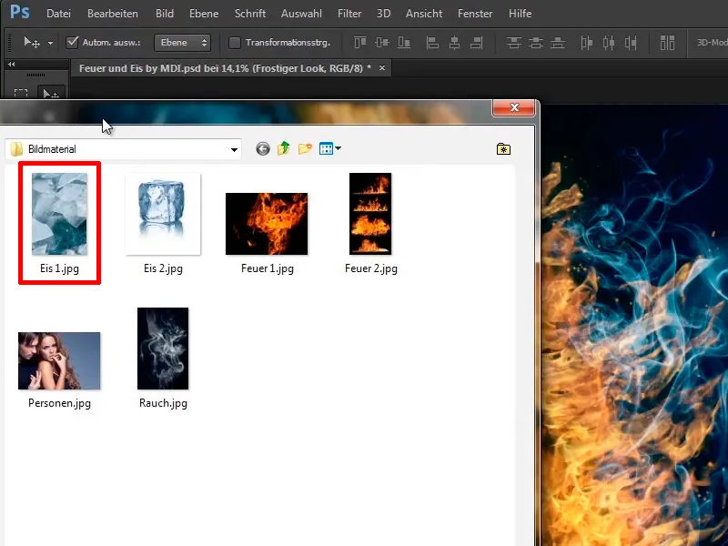 Photoshop composing - Fire and ice - Part 09: The icy look of the man