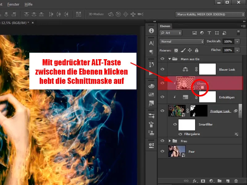 Photoshop composing - Fire and ice - Part 09: The icy look of the man