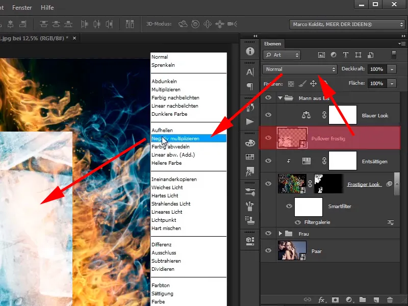 Photoshop composing - Fire and ice - Part 09: The icy look of the man