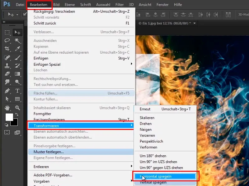 Photoshop composing - Fire and ice - Part 09: The icy look of the man
