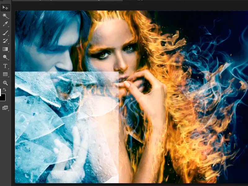 Photoshop composing - Fire and ice - Part 09: The icy look of the man