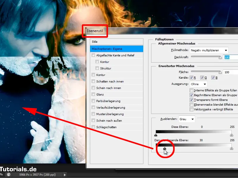 Photoshop composing - Fire and ice - Part 09: The icy look of the man