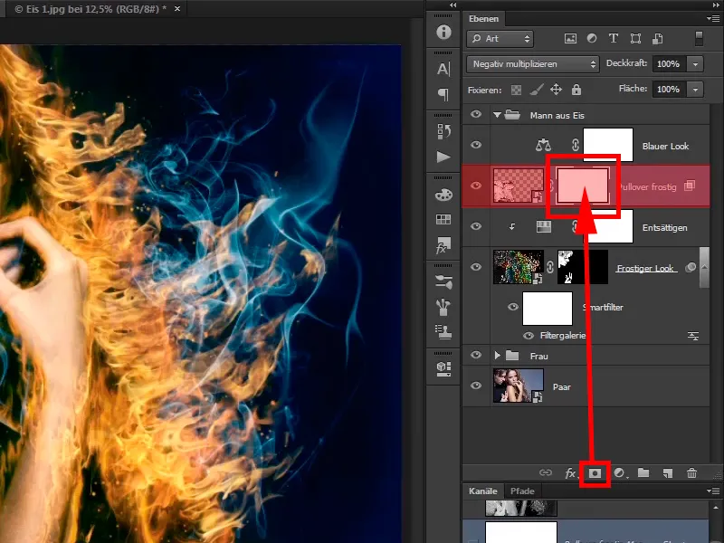 Photoshop composing - Fire and ice - Part 09: The icy look of the man