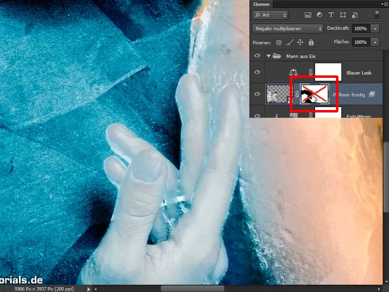 Photoshop composing - Fire and ice - Part 09: The icy look of the man