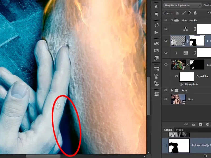 Photoshop composing - Fire and ice - Part 09: The icy look of the man