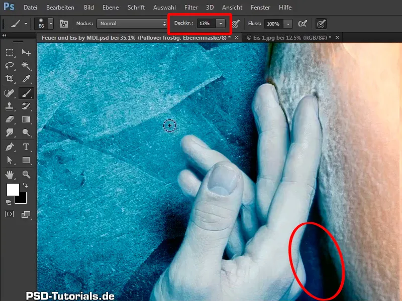 Photoshop composing - Fire and ice - Part 09: The icy look of the man