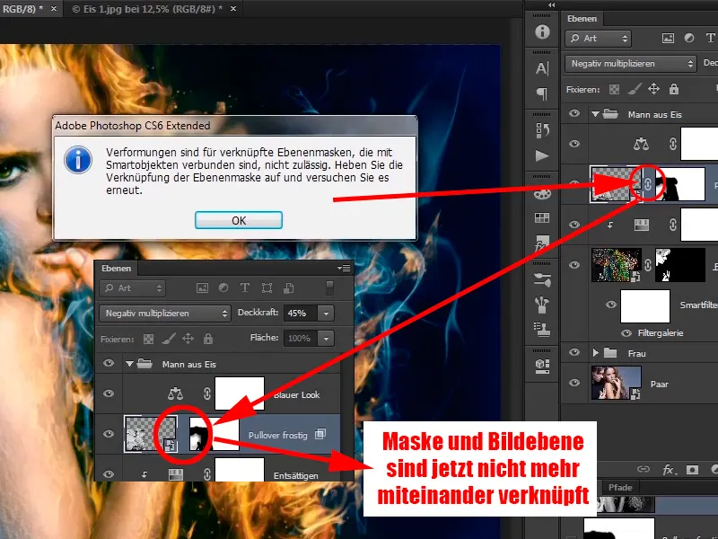 Photoshop composing - Fire and ice - Part 09: The icy look of the man