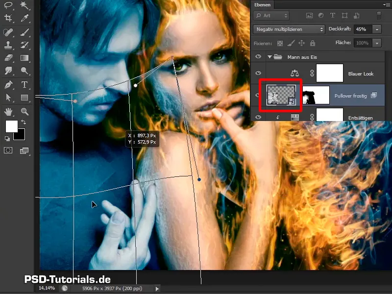 Photoshop composing - Fire and ice - Part 09: The icy look of the man