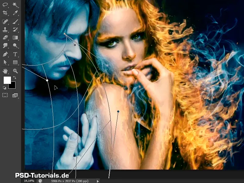 Photoshop composing - Fire and ice - Part 09: The icy look of the man