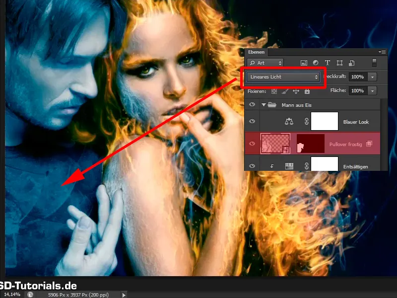 Photoshop composing - Fire and ice - Part 09: The icy look of the man