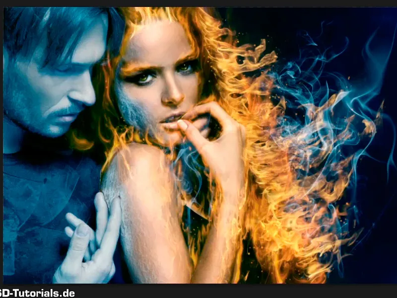 Photoshop composing - Fire and ice - Part 09: The icy look of the man