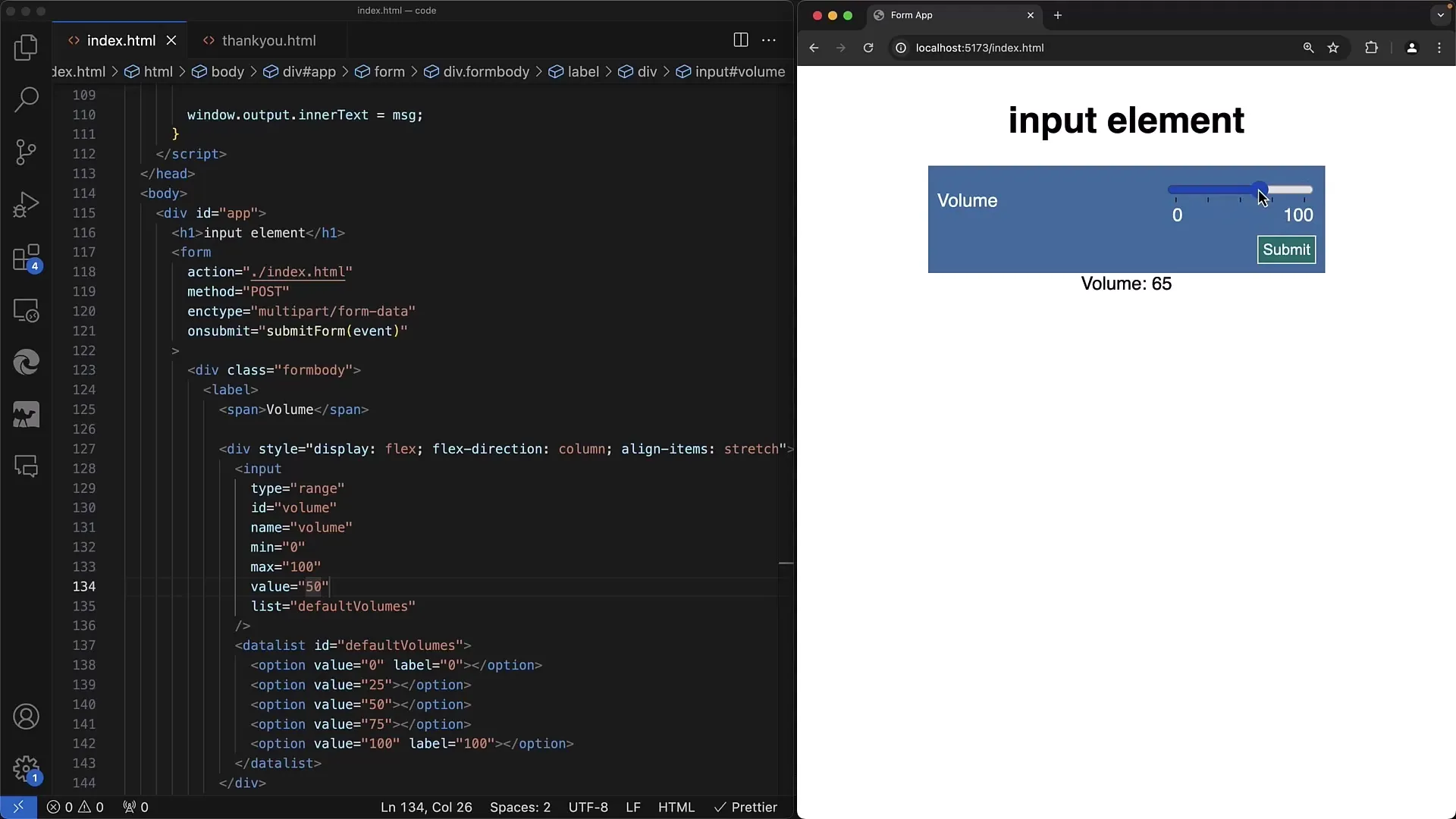 Implementarea unui cursor de interval în formularele web