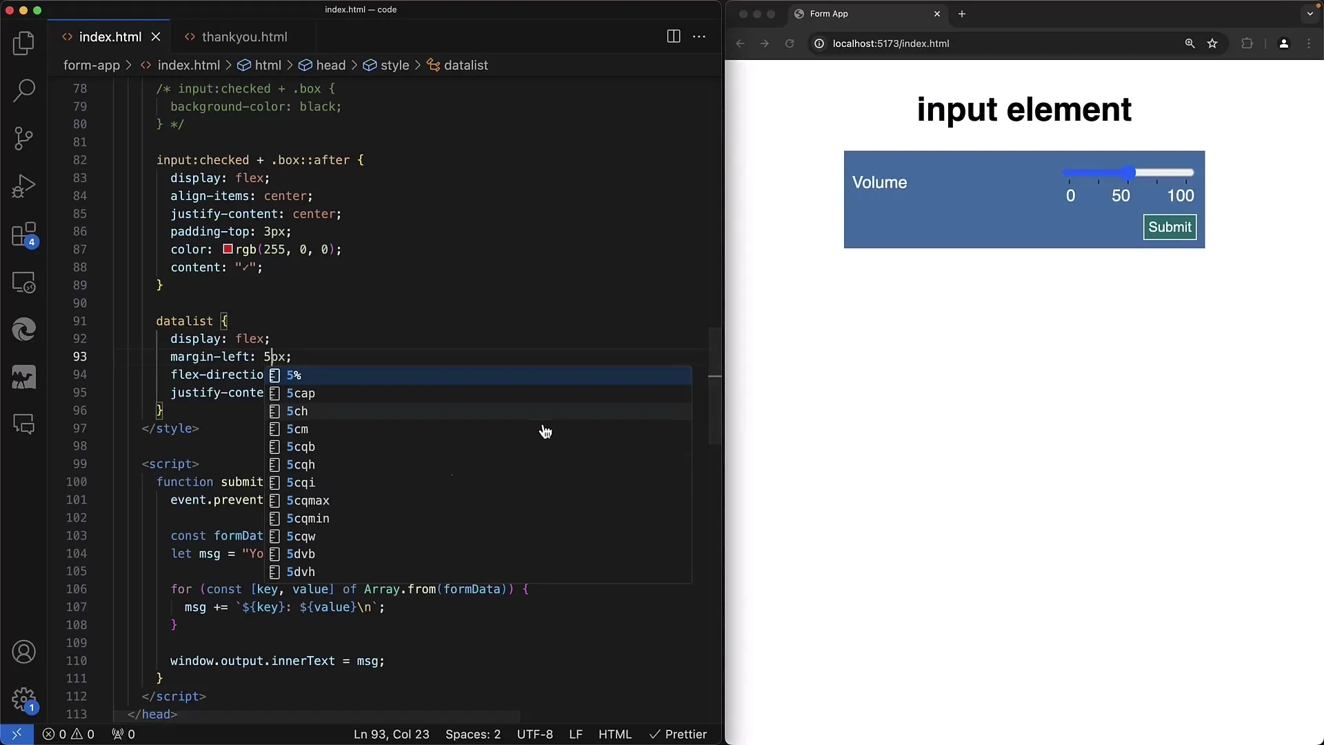Implementarea unui slide pentru interval în formularele web