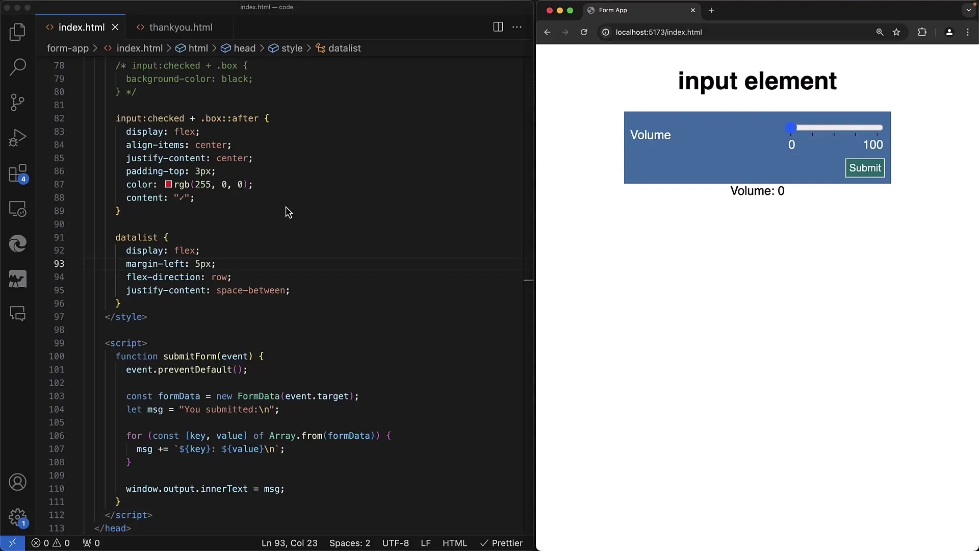 Implementarea unui cursor de interval în formularele web