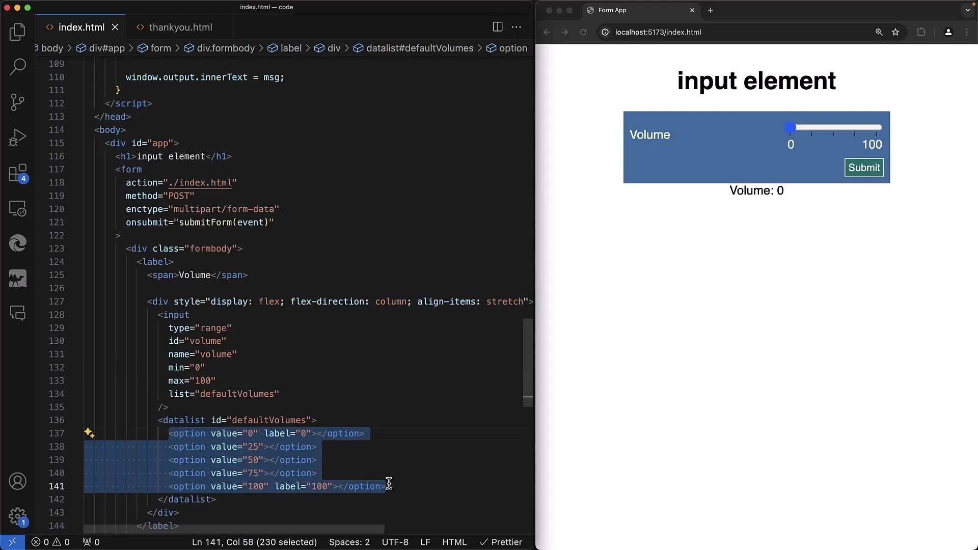 Implementarea unui cursor de selecție a intervalului în formulare web