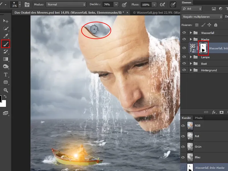 Photoshop-Composing - Das Orakel des Meeres - Teil 09: Wasserfälle optimieren und Meeresoberfläche anpassen