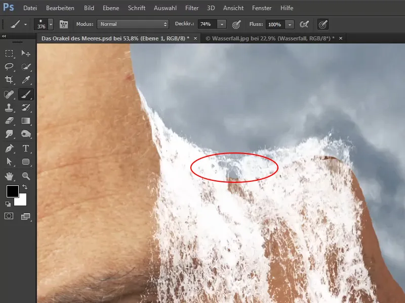 Photoshop - El oráculo del mar - Parte 09: Optimización de las cascadas y ajuste de la superficie del mar