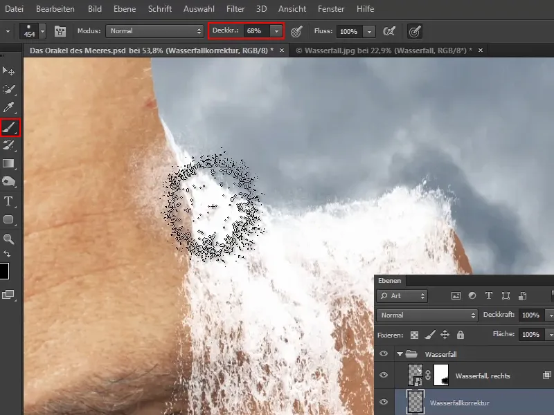 Photoshop - El oráculo del mar - Parte 09: Optimización de las cascadas y ajuste de la superficie del mar