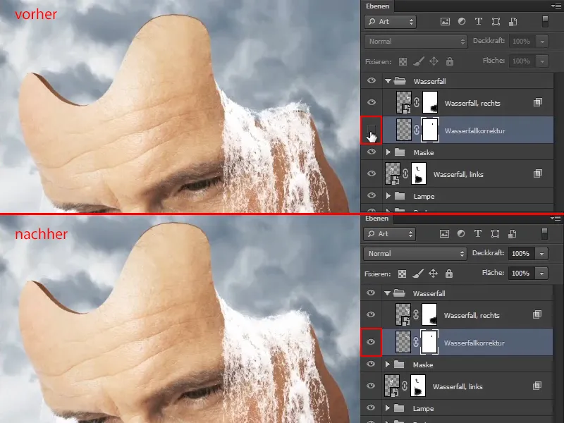Photoshop - El oráculo del mar - Parte 09: Optimización de las cascadas y ajuste de la superficie del mar
