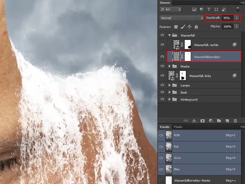 Photoshop - El oráculo del mar - Parte 09: Optimización de las cascadas y ajuste de la superficie del mar