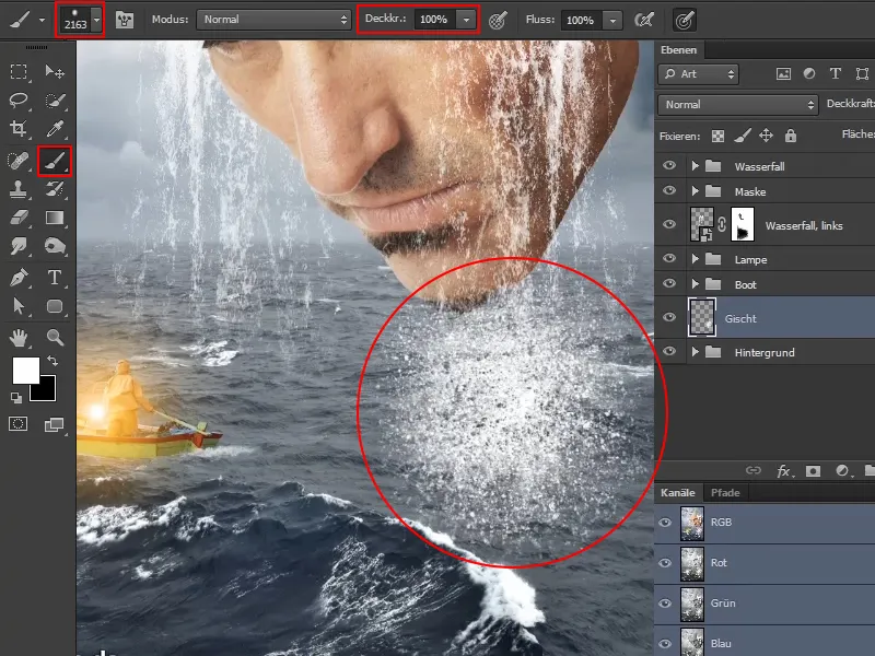 Photoshop - El oráculo del mar - Parte 09: Optimización de las cascadas y ajuste de la superficie del mar