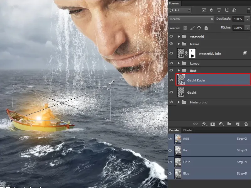Photoshop - El oráculo del mar - Parte 09: Optimización de las cascadas y ajuste de la superficie del mar