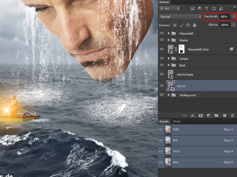 Photoshop - El oráculo del mar - Parte 09: Optimización de las cascadas y ajuste de la superficie del mar