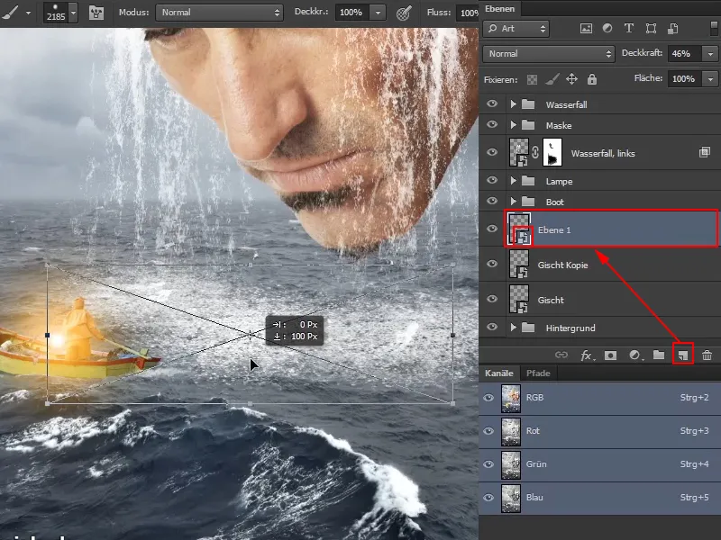 Photoshop - El oráculo del mar - Parte 09: Optimización de las cascadas y ajuste de la superficie del mar