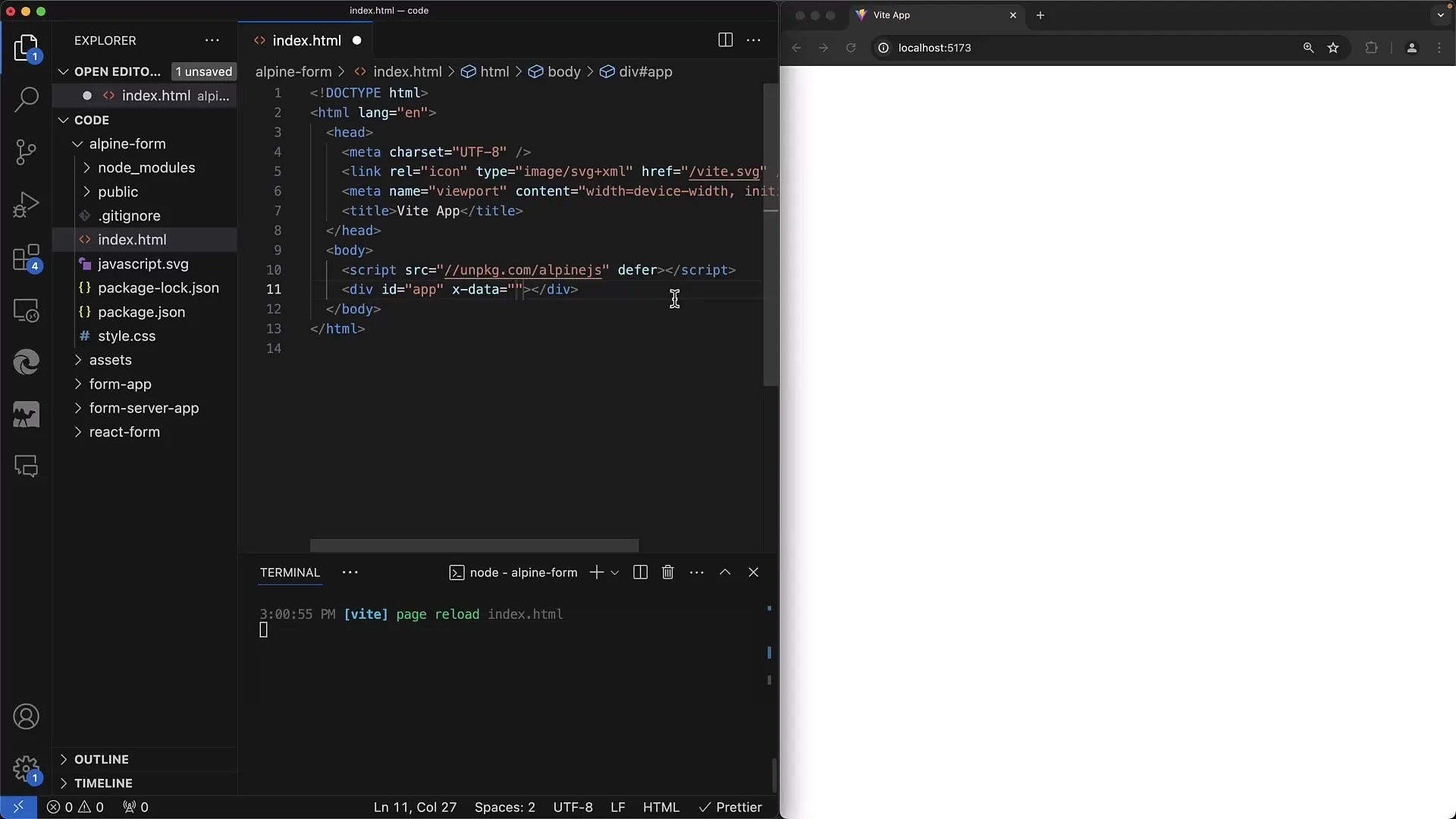 Membuat formulir interaktif dengan Alpine.js