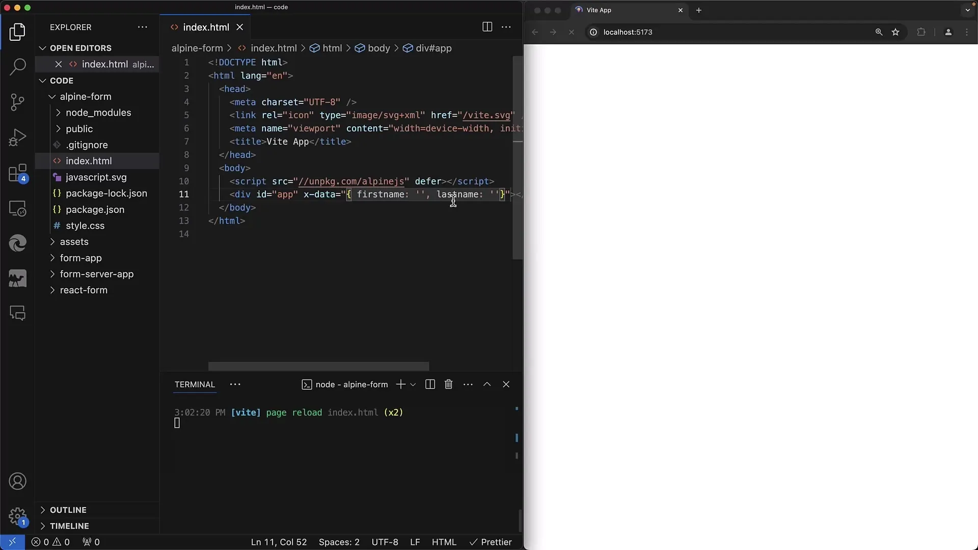 Membuat formulir interaktif dengan Alpine.js