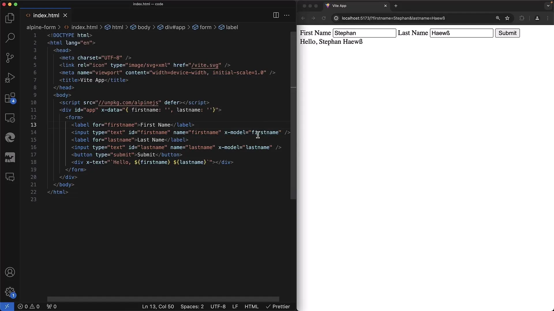 Membuat formulir interaktif dengan Alpine.js