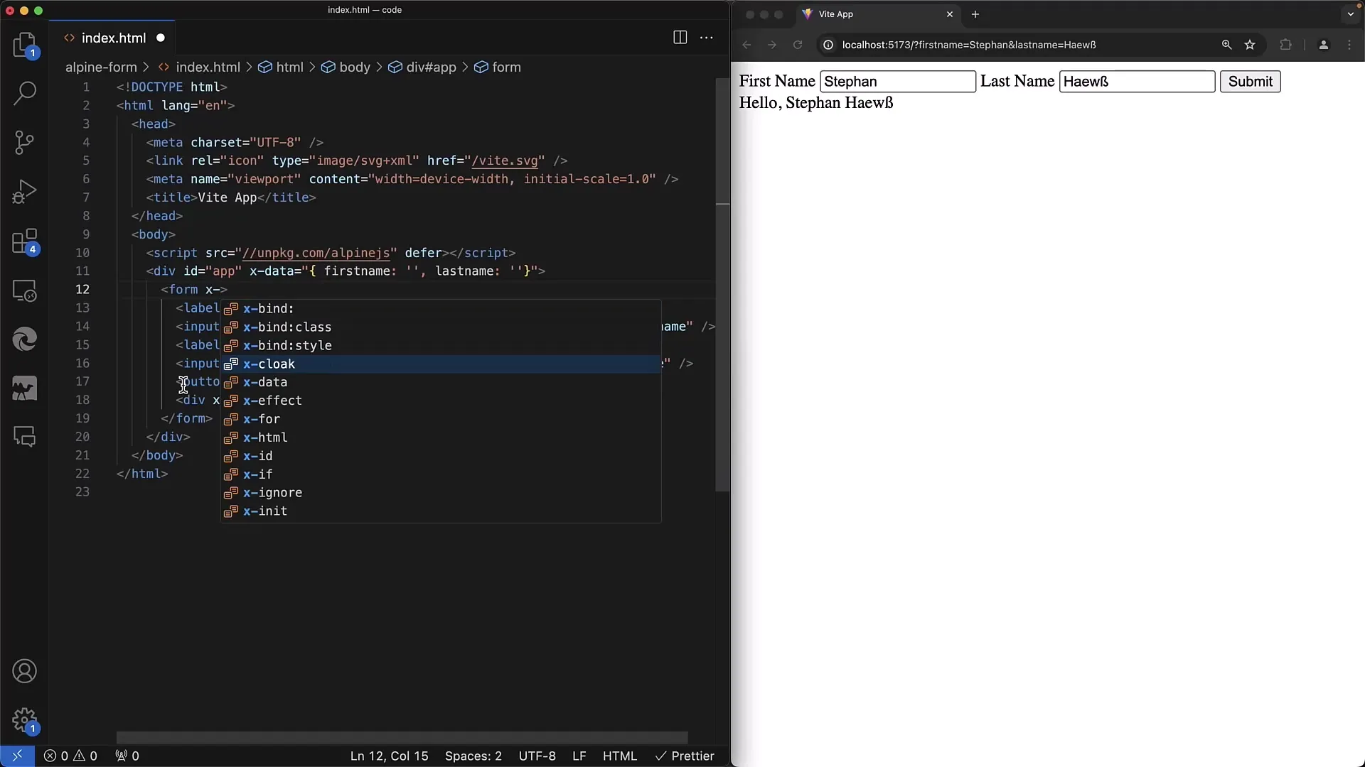 Membuat formulir interaktif dengan Alpine.js