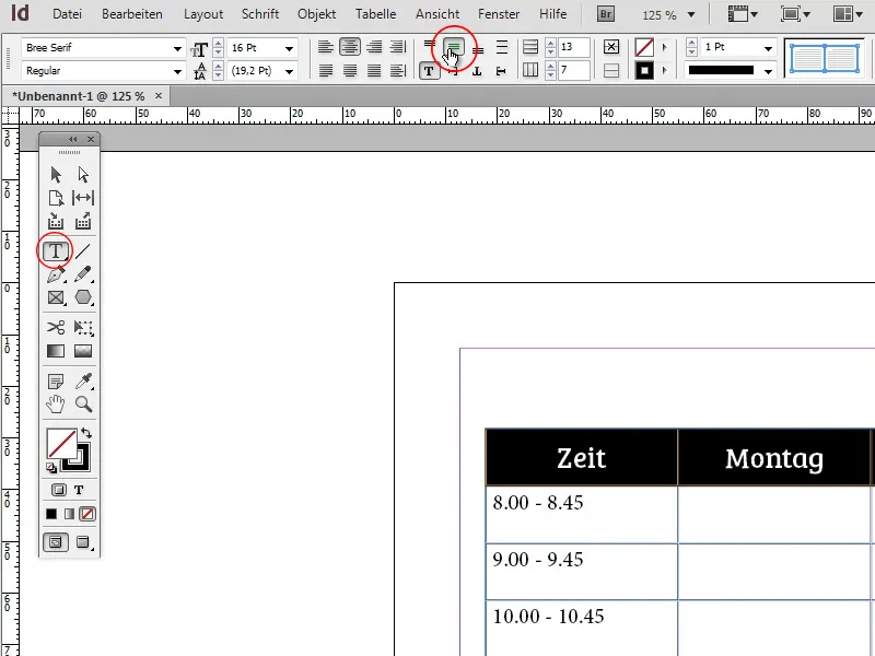 Vytvořit rozvrh v programu Adobe InDesign.