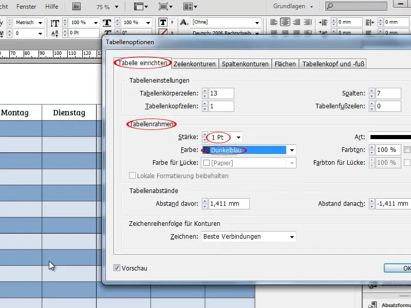 Vytvořit rozvrh v programu Adobe InDesign.