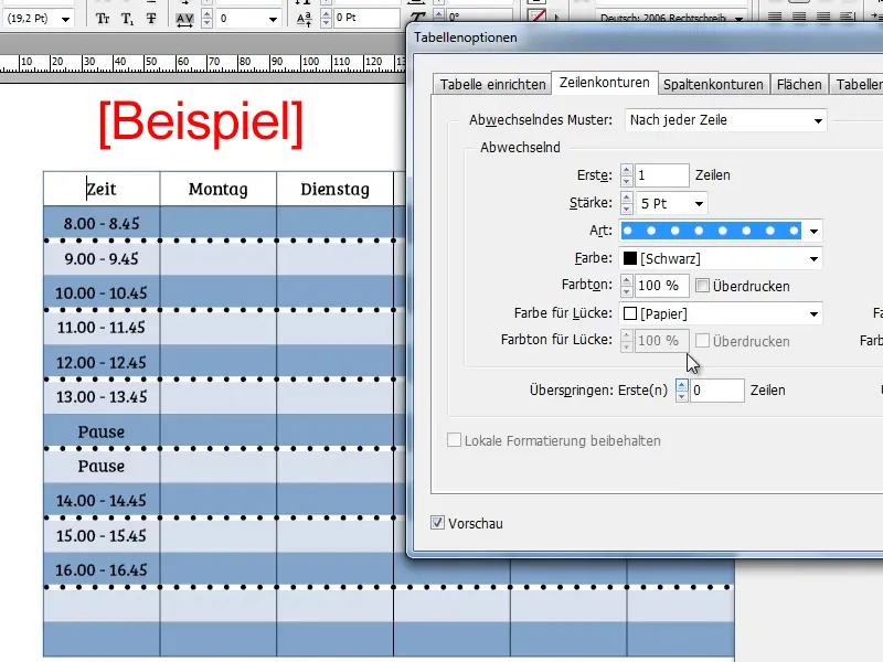 Vytvořit rozvrh v Adobe InDesign.