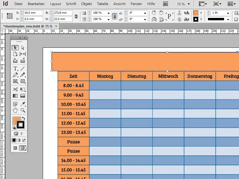 Vytvořit rozvrh v programu Adobe InDesign