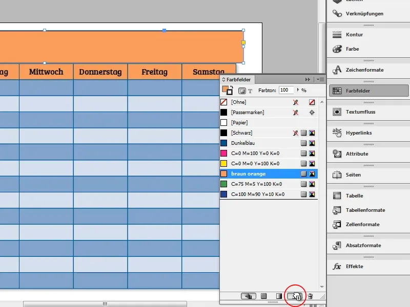 Vytvořit rozvrh hodin v programu Adobe InDesign.