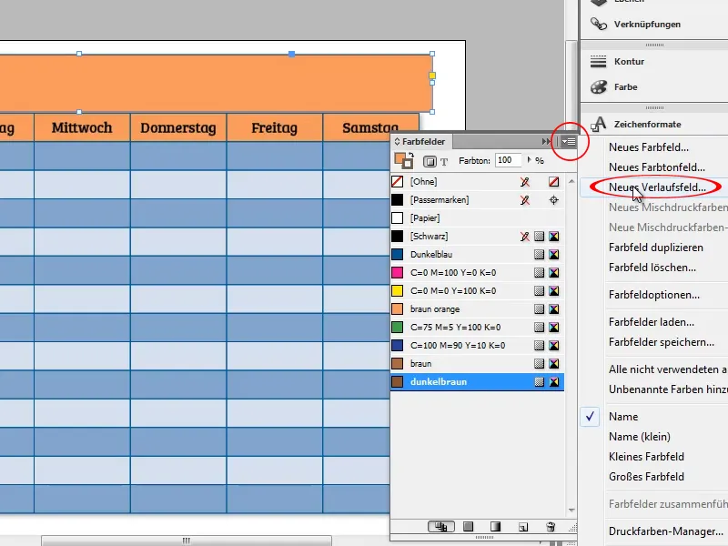 Vytvořit rozvrh v programu Adobe InDesign.