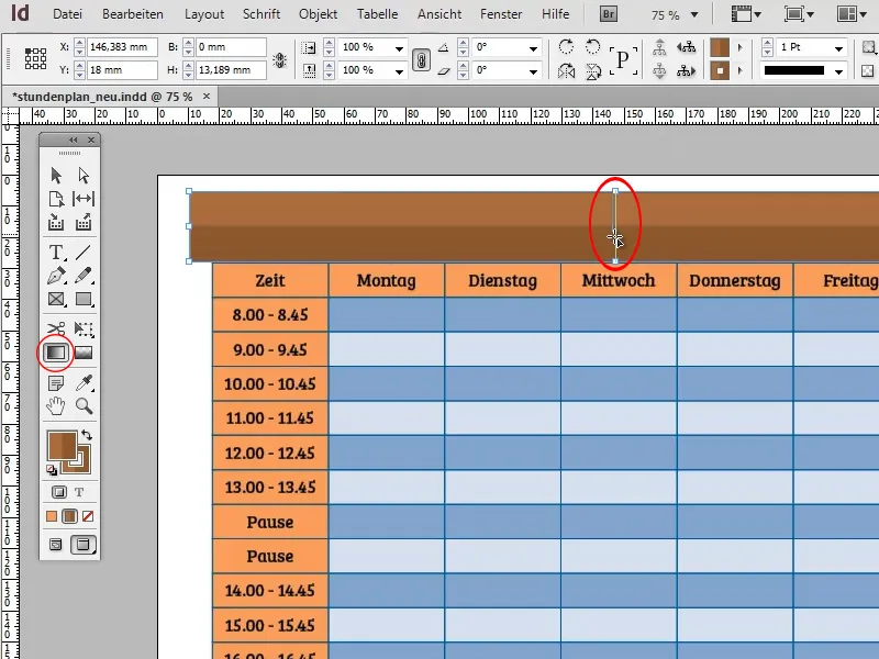 Vytvořit rozvrh v programu Adobe InDesign.