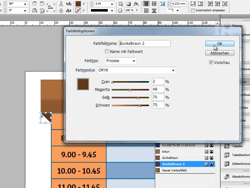 Vytvoření rozvrhu v programu Adobe InDesign