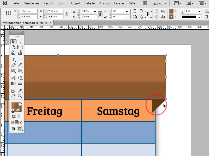 Vytvořit rozvrh hodin v programu Adobe InDesign.