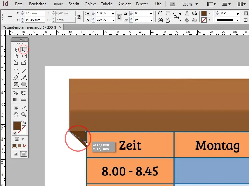 Vytvoření rozvrhu v Adobe InDesign.