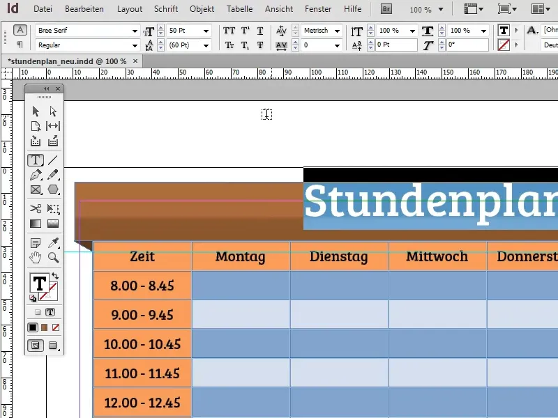 Vytvořit rozvrh hodin v programu Adobe InDesign.