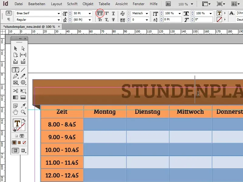 Vytvořit rozvrh v programu Adobe InDesign.
