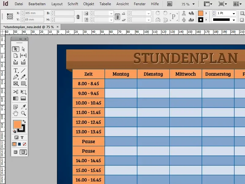 Stundenplan erstellen in Adobe InDesign