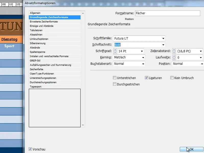 Vytvoření rozvrhu v programu Adobe InDesign