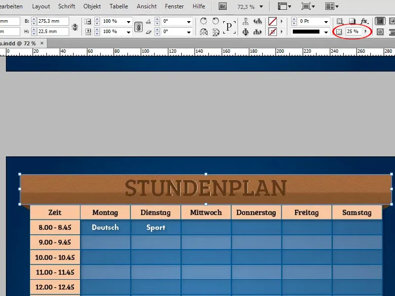 Vytvořit rozvrh v programu Adobe InDesign.