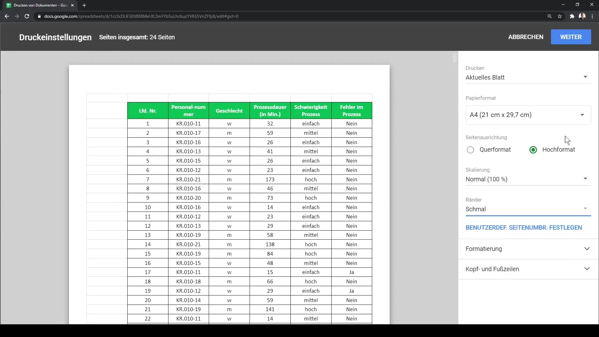 Google Sheets'i dokumentide tõhus trükkimine