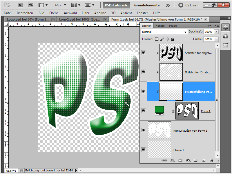 Logo med ulike prangende effekter