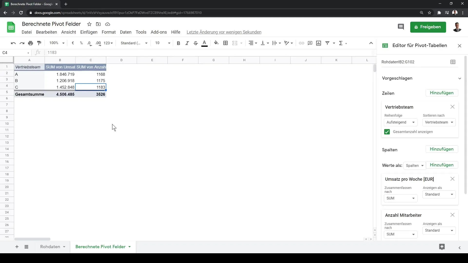 Isikupärased analüüsid arvutatud väljadega Google Sheets'is